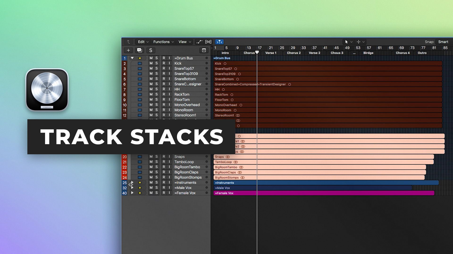 Using track stacks in Logic Pro X